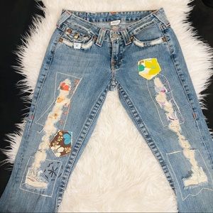 True Religion patchwork flare jeans